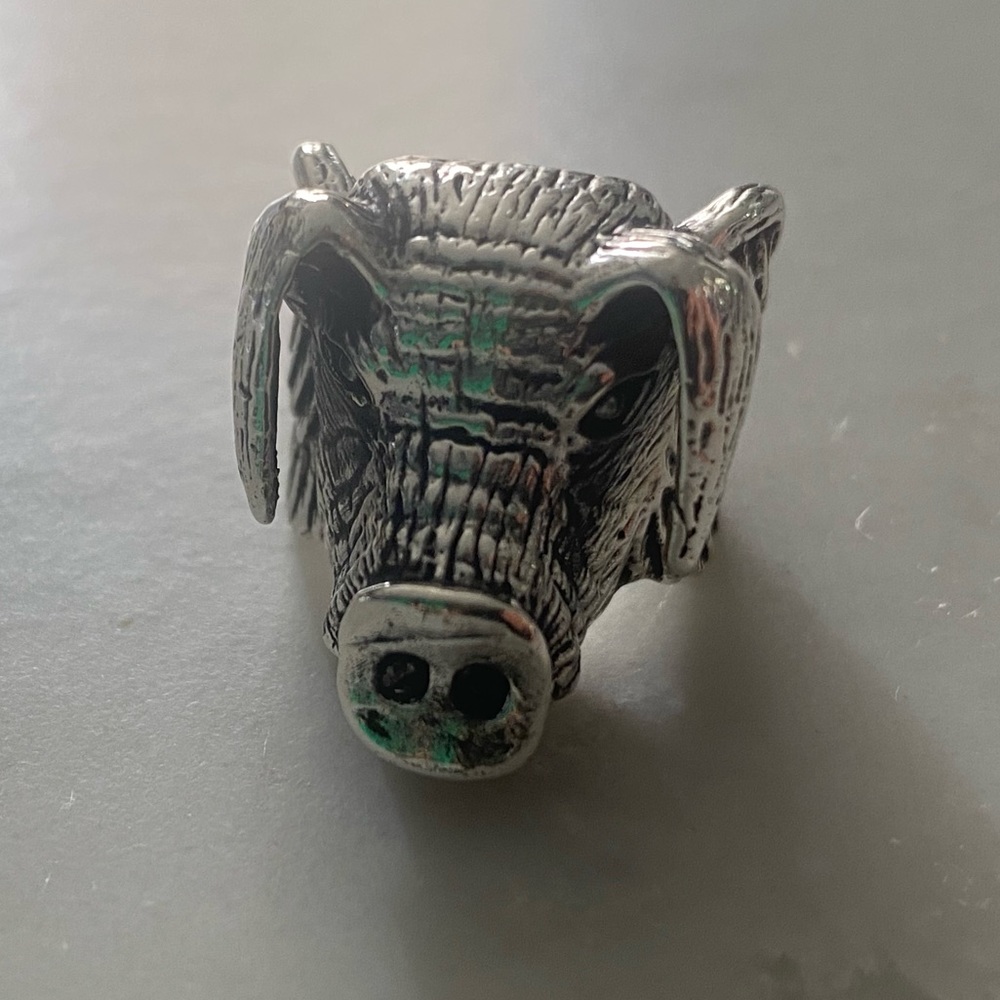 Eddie Munson Silver Ring Pig with wings